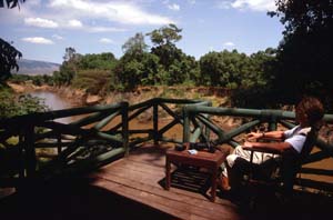 Terrasse von Zelt #14 des Mara Safari Club. Ol Chorro Orogwa Group Ranch (Masai Mara), Kenia. / Verandah of tent #14 of Mara Safari Club. Ol Chorro Orogwa Group Ranch (Masai Mara), Kenya. / (c) Walter Mitch Podszuck (Bwana Mitch) - #980904-119